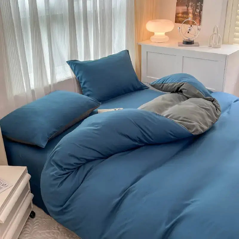DecorBites™ Solid Color Brush Fabric Bedding Set - 4 Pieces