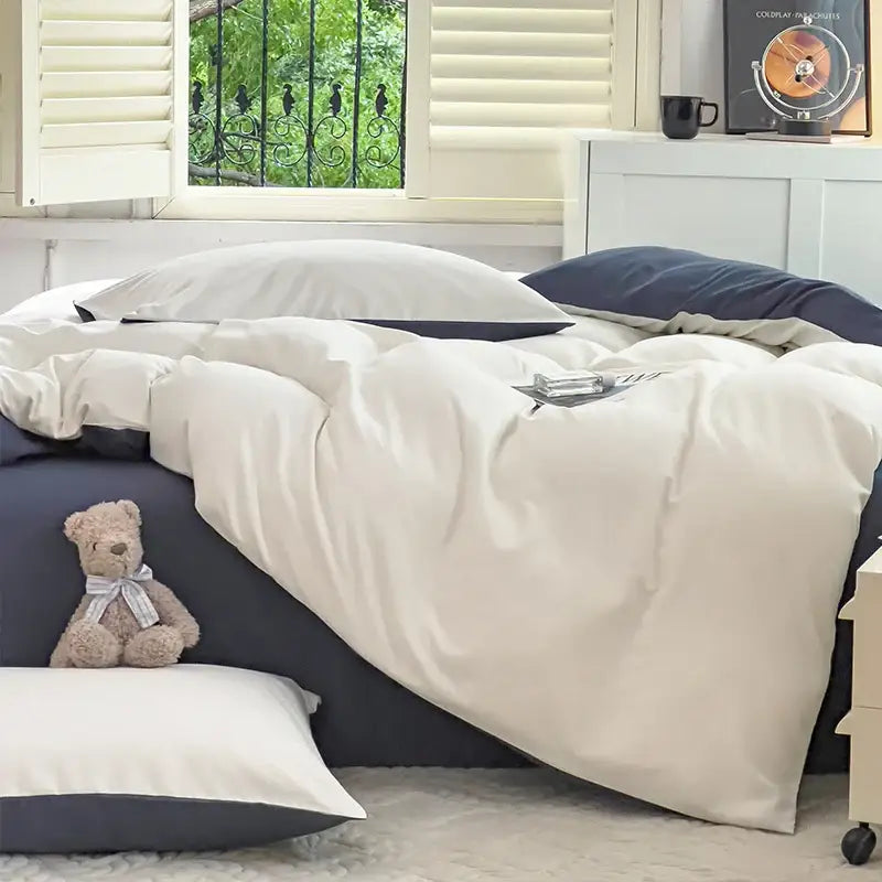 DecorBites™ Solid Color Brush Fabric Bedding Set - 4 Pieces