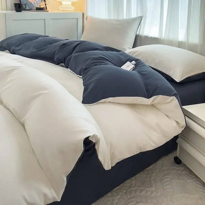 DecorBites™ Solid Color Brush Fabric Bedding Set - 4 Pieces