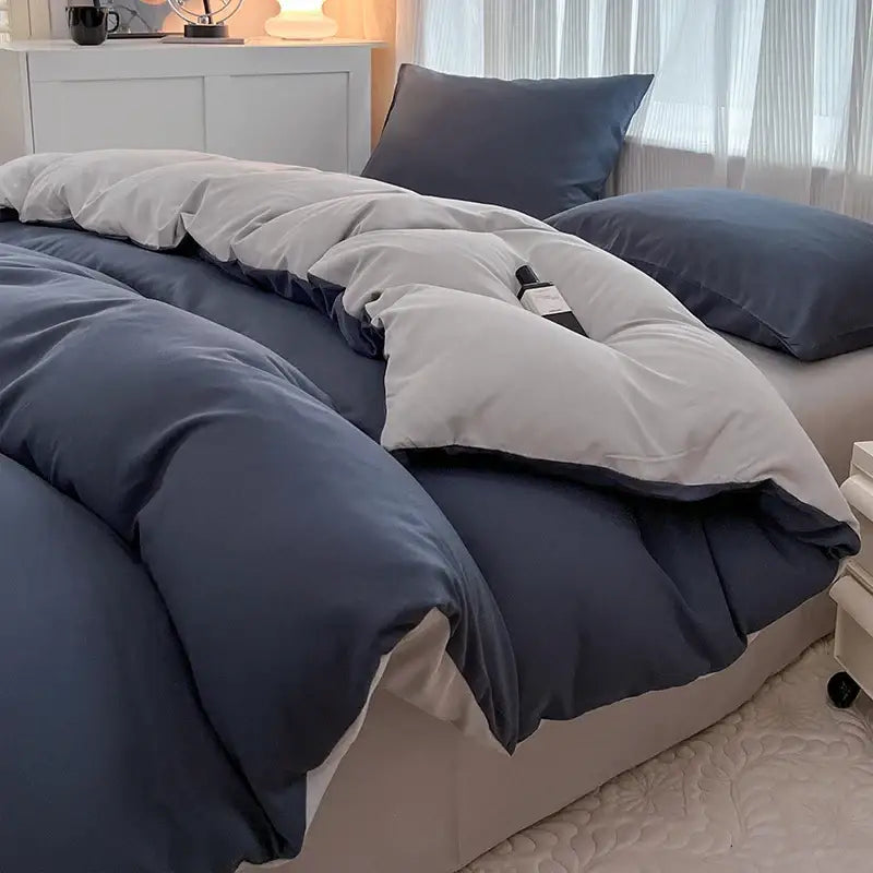 DecorBites™ Solid Color Brush Fabric Bedding Set - 4 Pieces