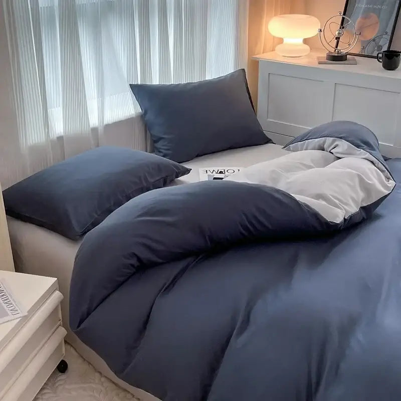 DecorBites™ Solid Color Brush Fabric Bedding Set - 4 Pieces