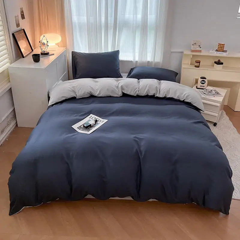 DecorBites™ Solid Color Brush Fabric Bedding Set - 4 Pieces
