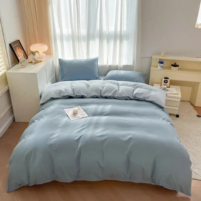 DecorBites™ Solid Color Brush Fabric Bedding Set - 4 Pieces