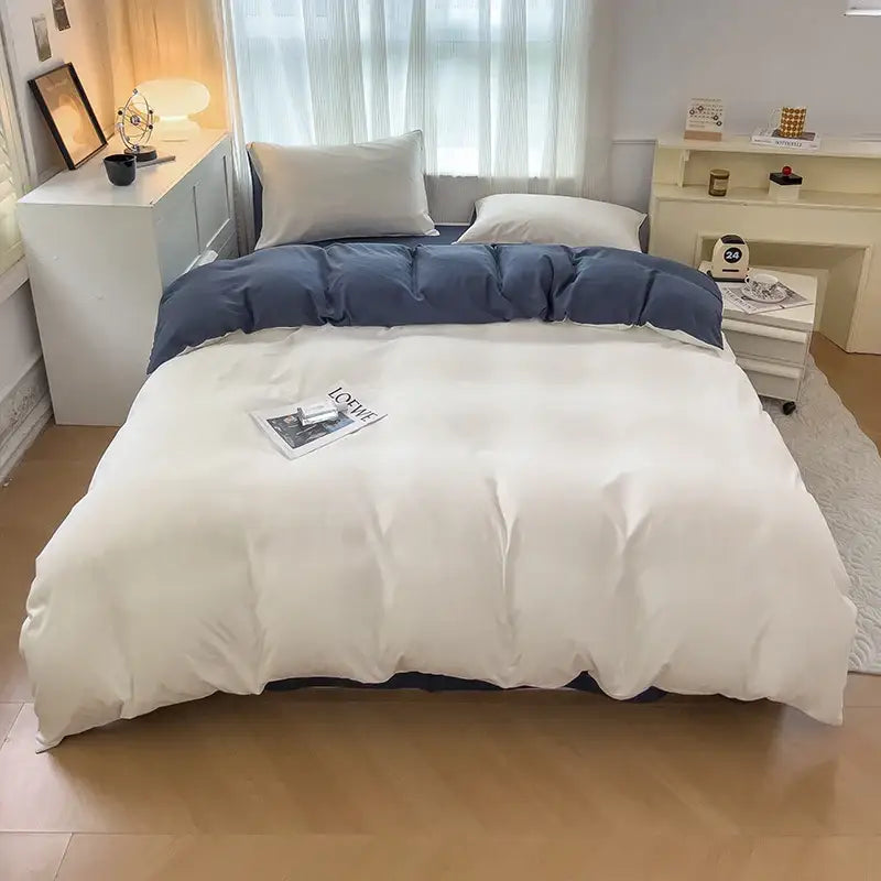 DecorBites™ Solid Color Brush Fabric Bedding Set - 4 Pieces