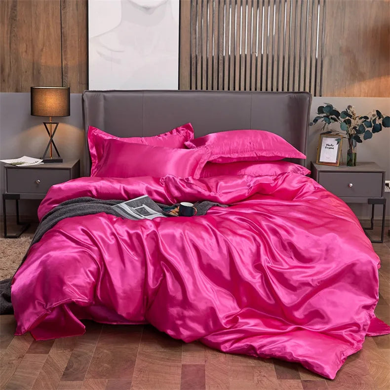 DecorBites™ Solid Color Luxury Rayon Satin Bedding Set