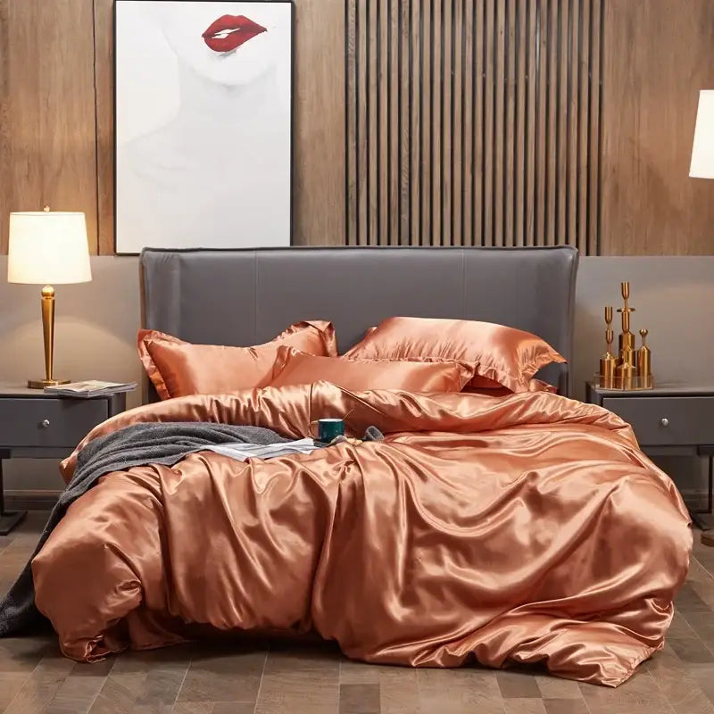 DecorBites™ Solid Color Luxury Rayon Satin Bedding Set