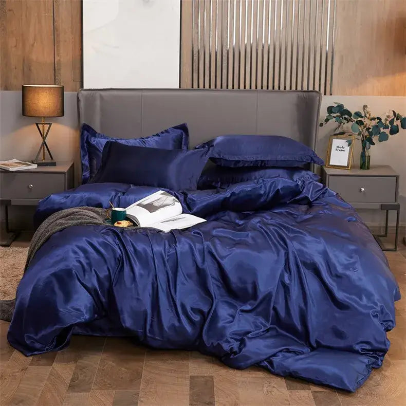 DecorBites™ Solid Color Luxury Rayon Satin Bedding Set