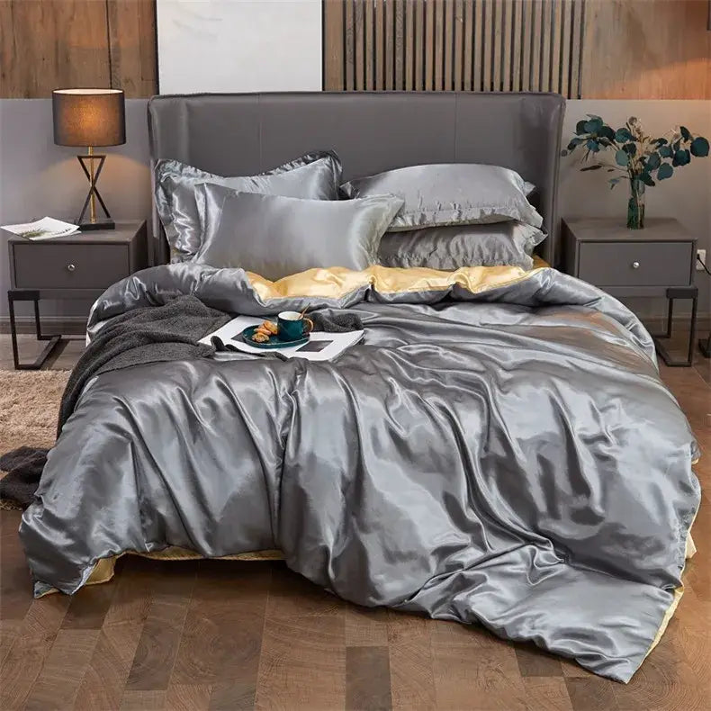 DecorBites™ Solid Color Luxury Rayon Satin Bedding Set