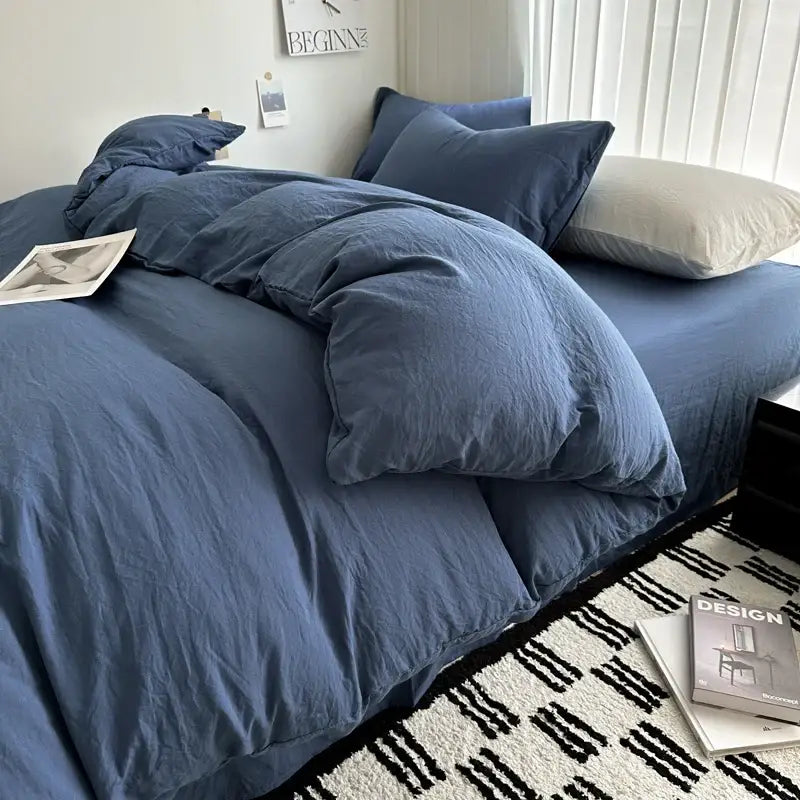 DecorBites™ Solid Cotton Bedding Set with Sheet - Various Sizes