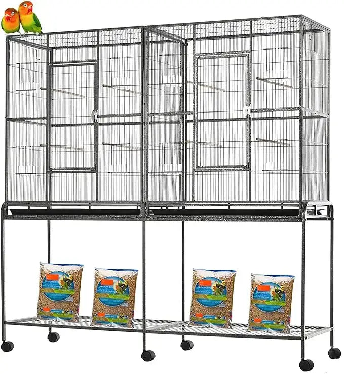 DecorBites™ Spacious Double Bird Cage with Breeding Dividers
