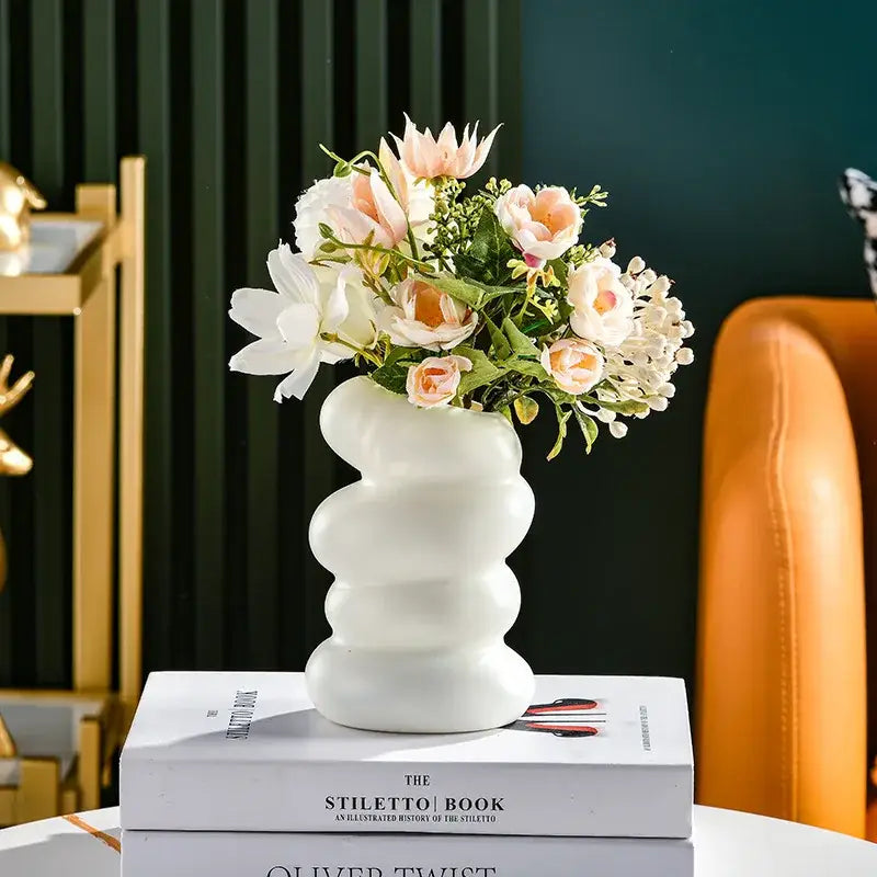 DecorBites™ Spiral White Vase for Home Decor