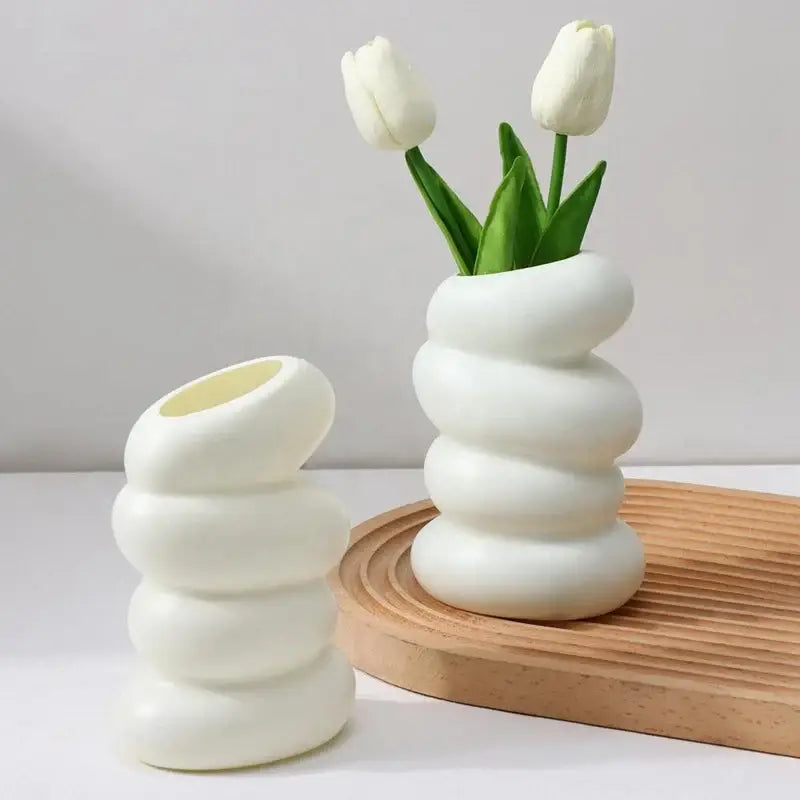 DecorBites™ Spiral White Vase for Home Decor