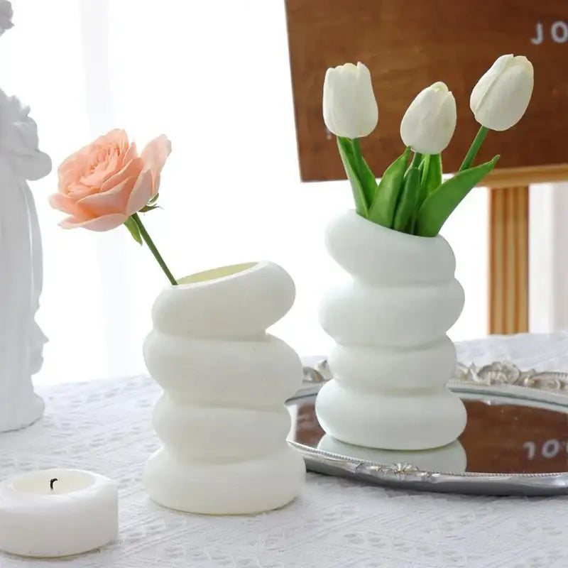 DecorBites™ Spiral White Vase for Home Decor