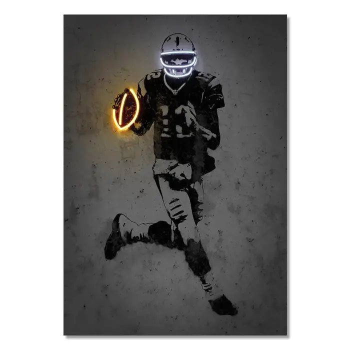 Basketball player neon style wall art bedroom canvas decor