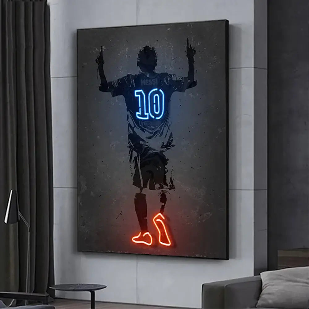 Basketball player neon style wall art bedroom canvas decor