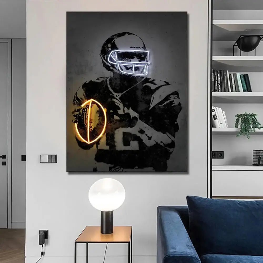 Basketball player neon style wall art bedroom canvas decor