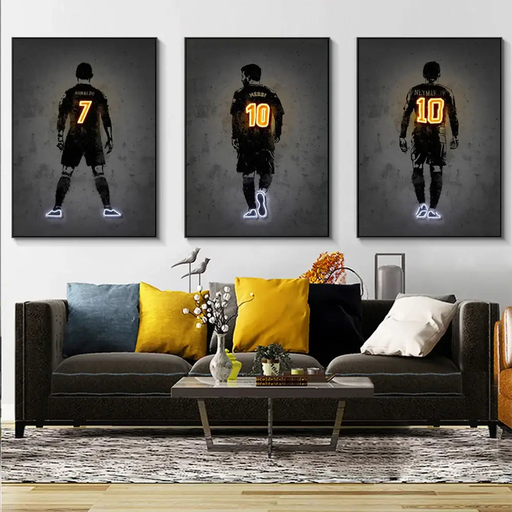Basketball player neon style wall art bedroom canvas decor