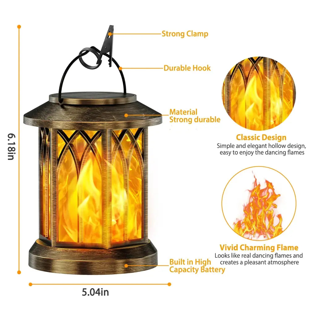 DecorBites™ Upgraded Flickering Flame Solar Lanterns - 2 Pack