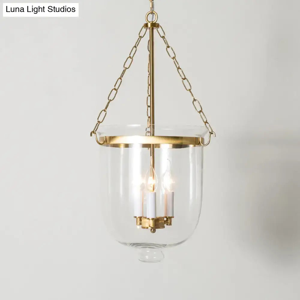 Vintage black 3-light inverted cloche pendant – living room clear glass