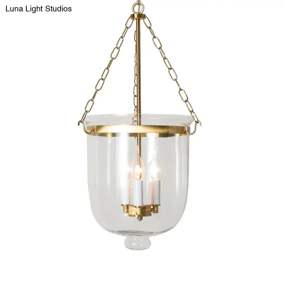 Vintage black 3-light inverted cloche pendant – living room clear glass