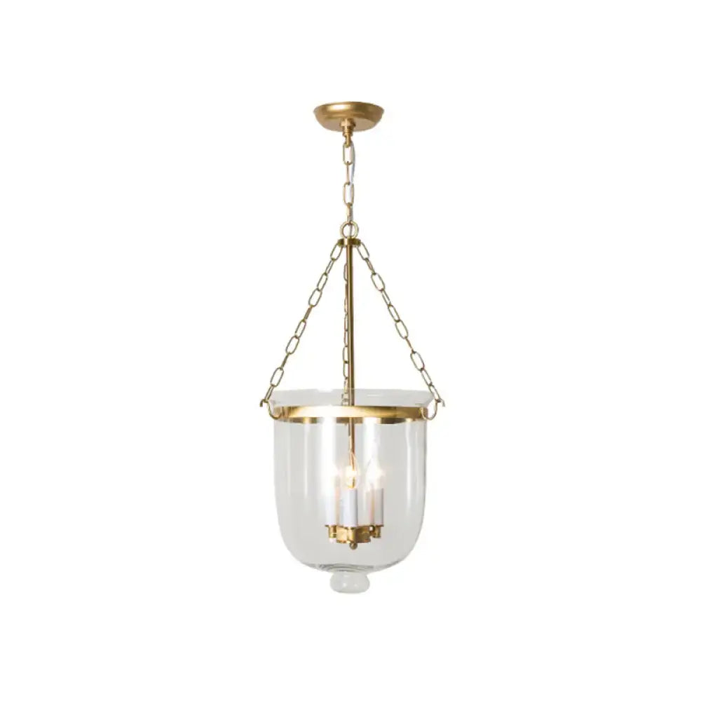 Vintage black 3-light inverted cloche pendant – living room clear glass