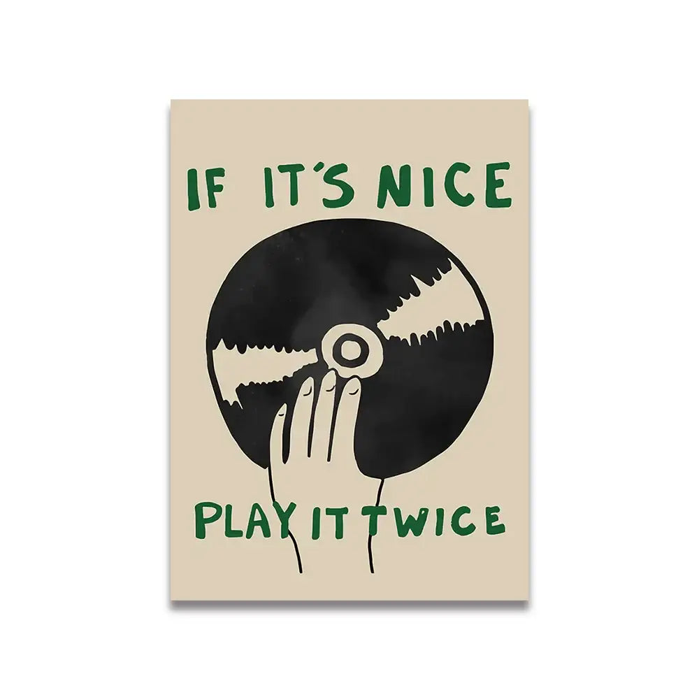 Vintage pink cartoon print vinyl record wall art for bedroom