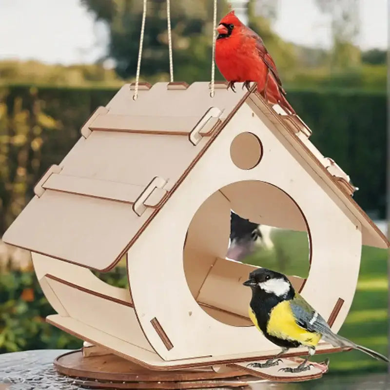 Natural light wood diy bird feeders garden outdoor aviary