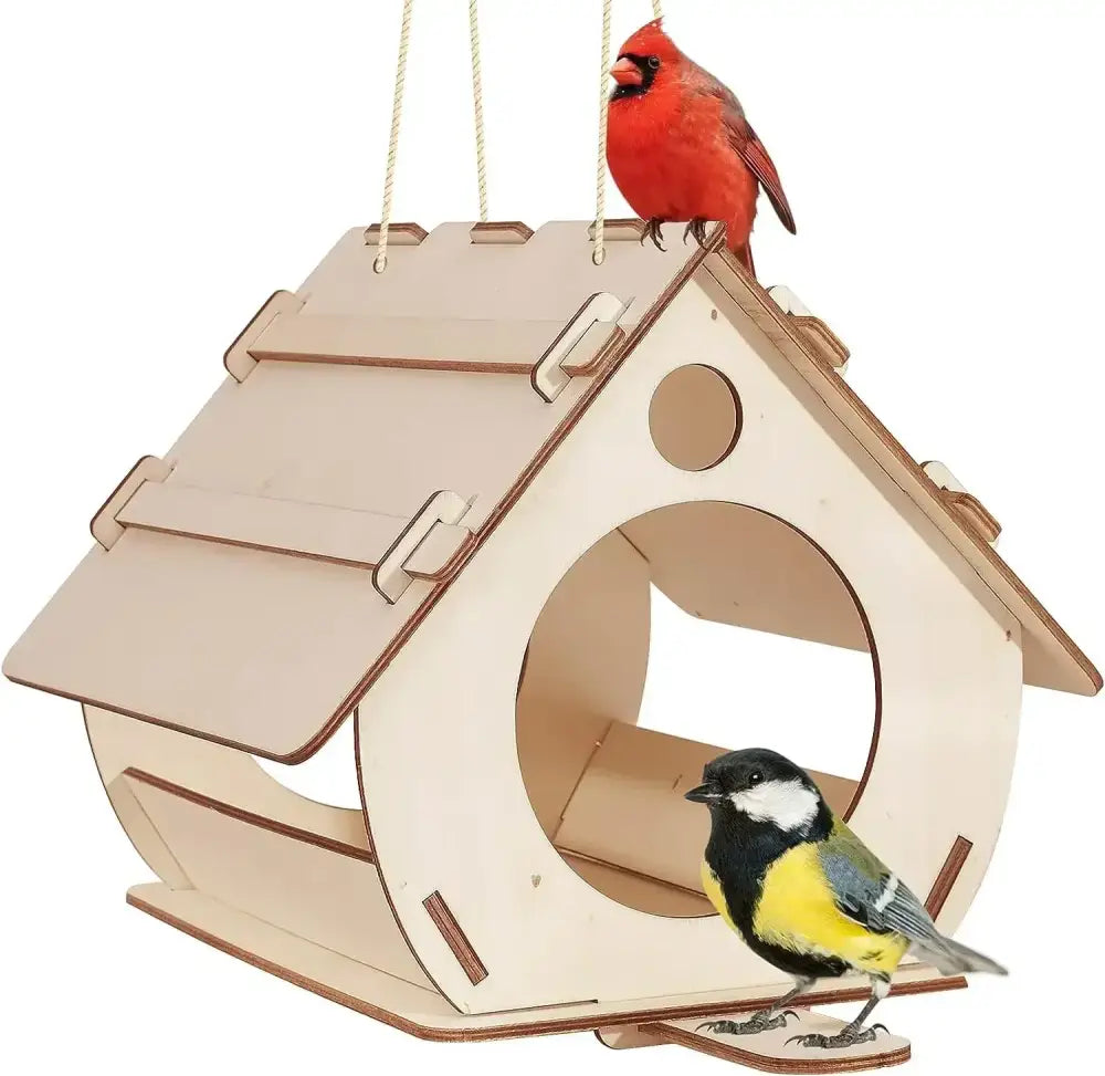 Natural light wood diy bird feeders garden outdoor aviary