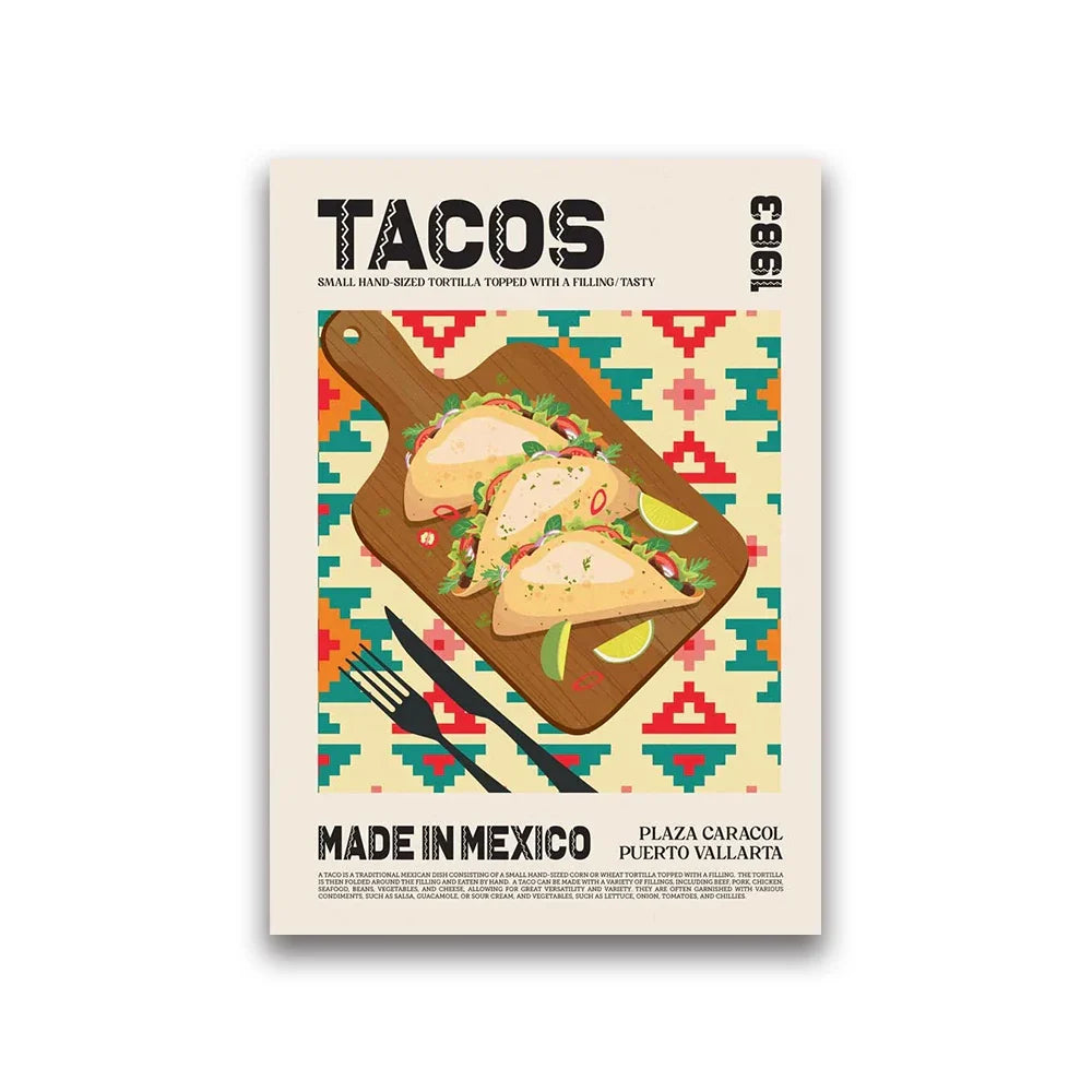 DecorBites™ World Cuisine Canvas Print for Home Wall Decor