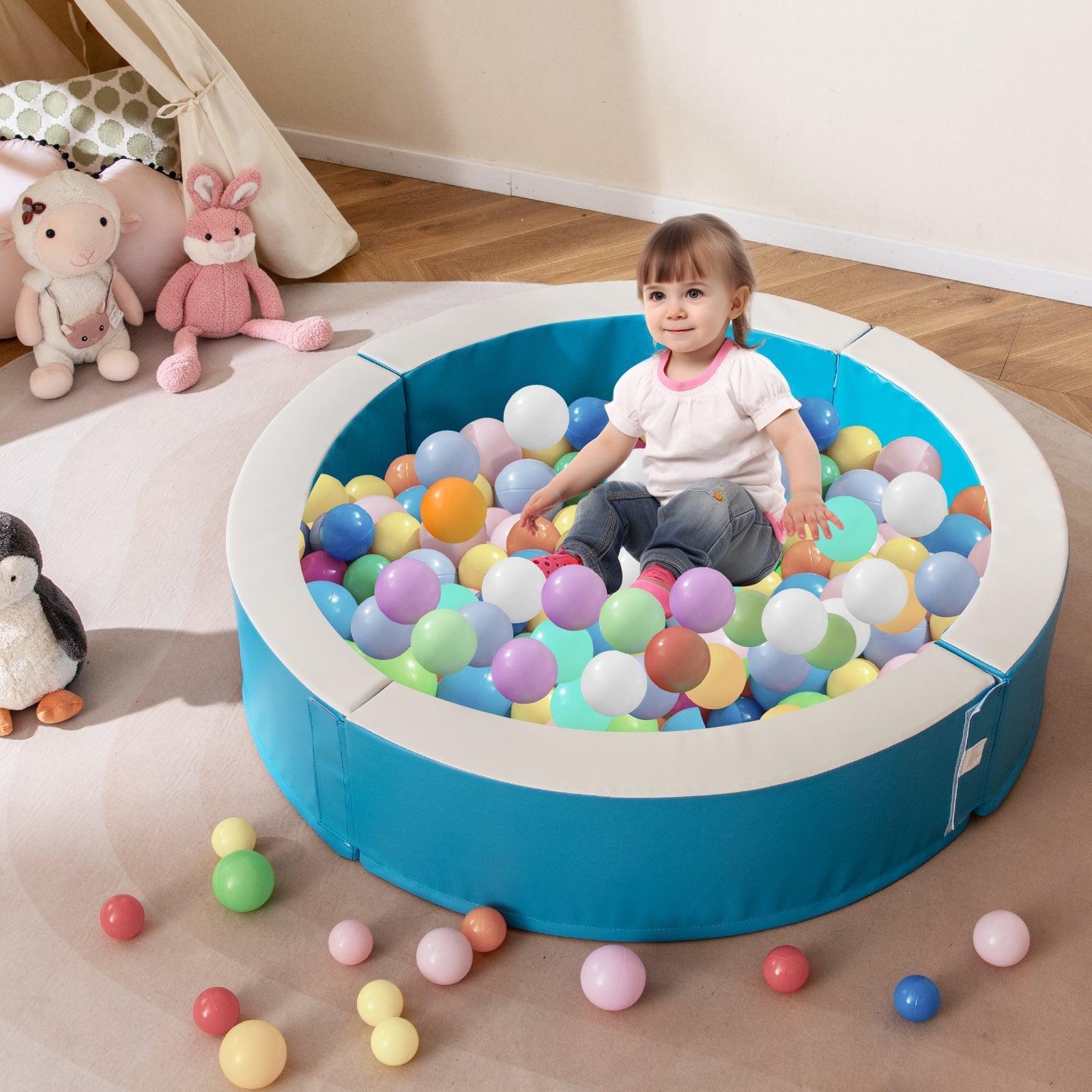 Detachable Foam Ball Pit with 50 Colorful Ocean Balls