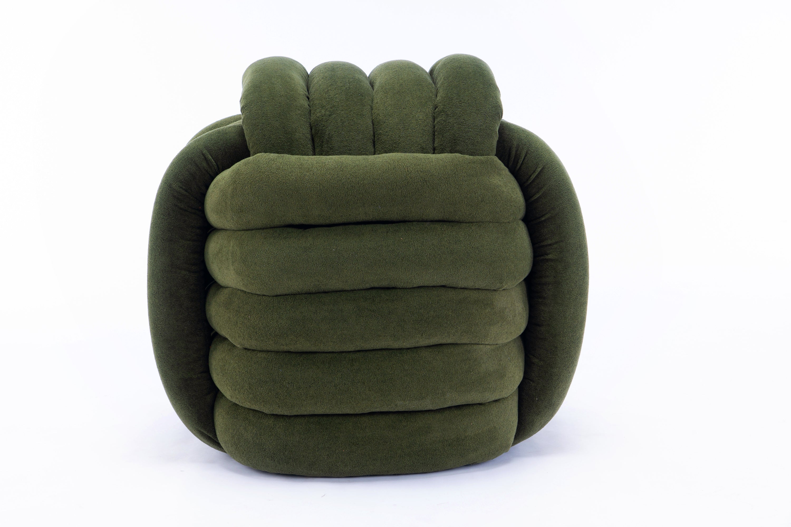 Chenille Knot Design Ottoman Makeup Stool Footstool, Green