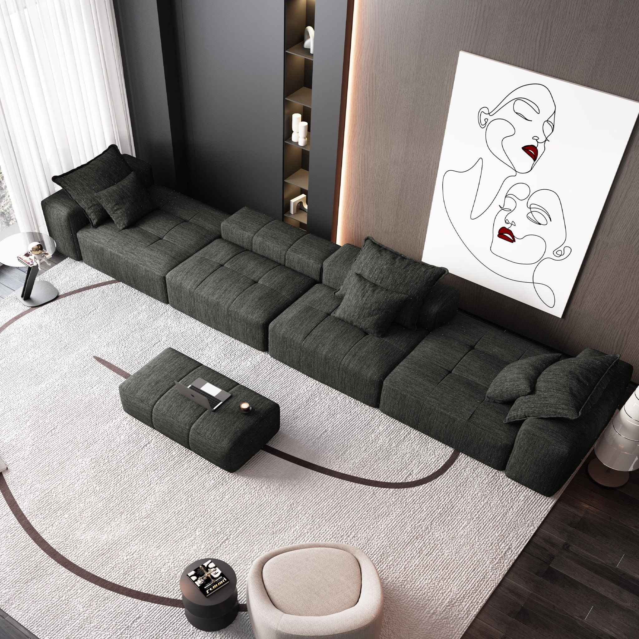 Modern Oversized Diy Combination Modular Sectional Sofa With Pillows