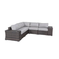 Outdoor Sectional Set HDPE Wicker Aluminum Gray 7 Piece Seats 4