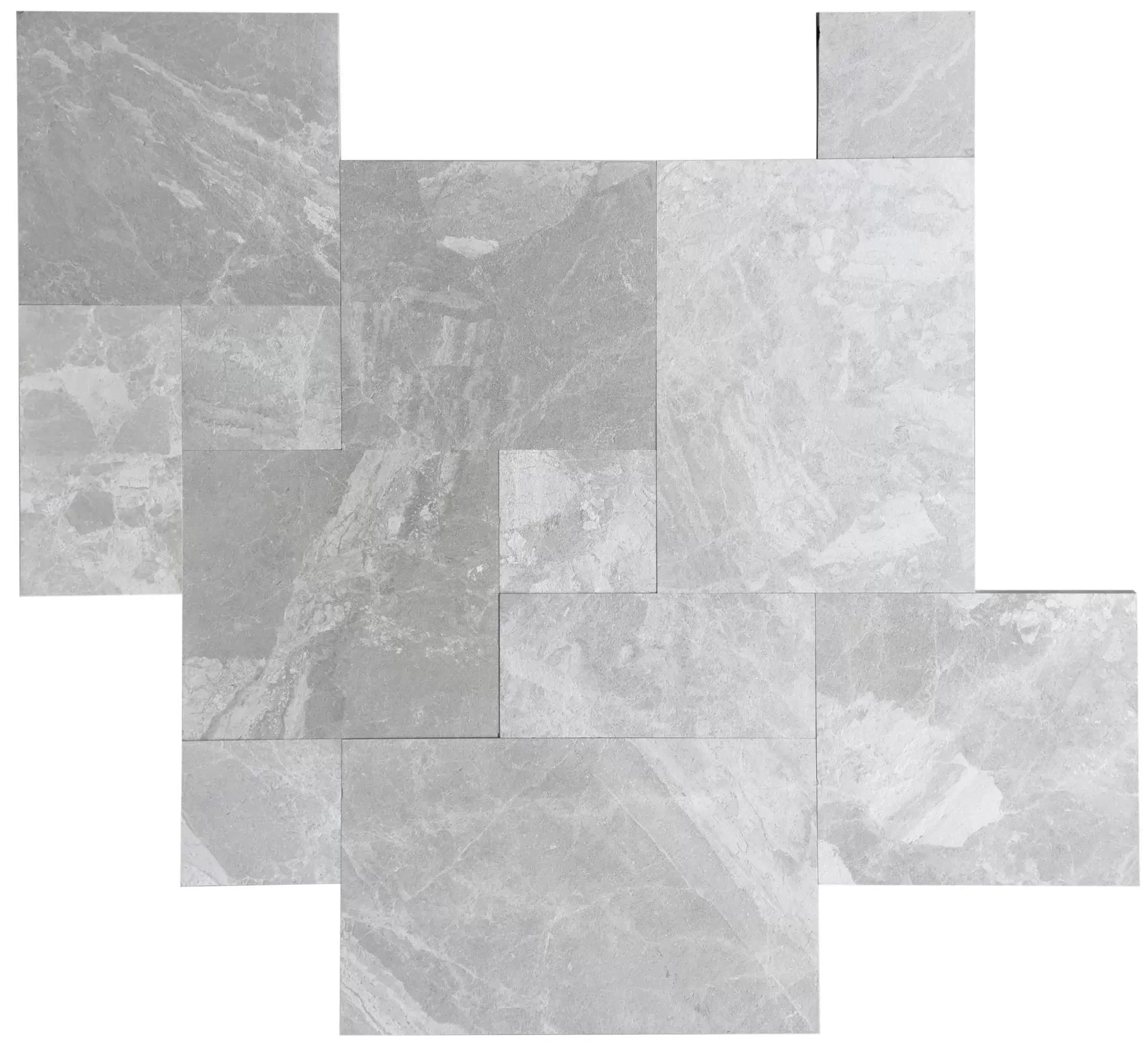Gray Tumbled Marble Pavers - Aegean Royal Mediterranean Style