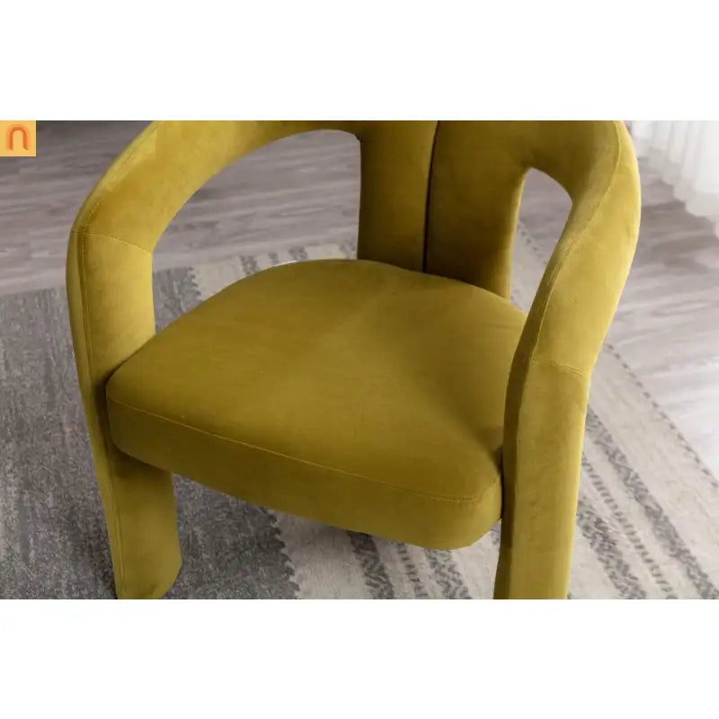 Dining Chair Barrel Curved Velvet Olive Set of 2 250 lb
