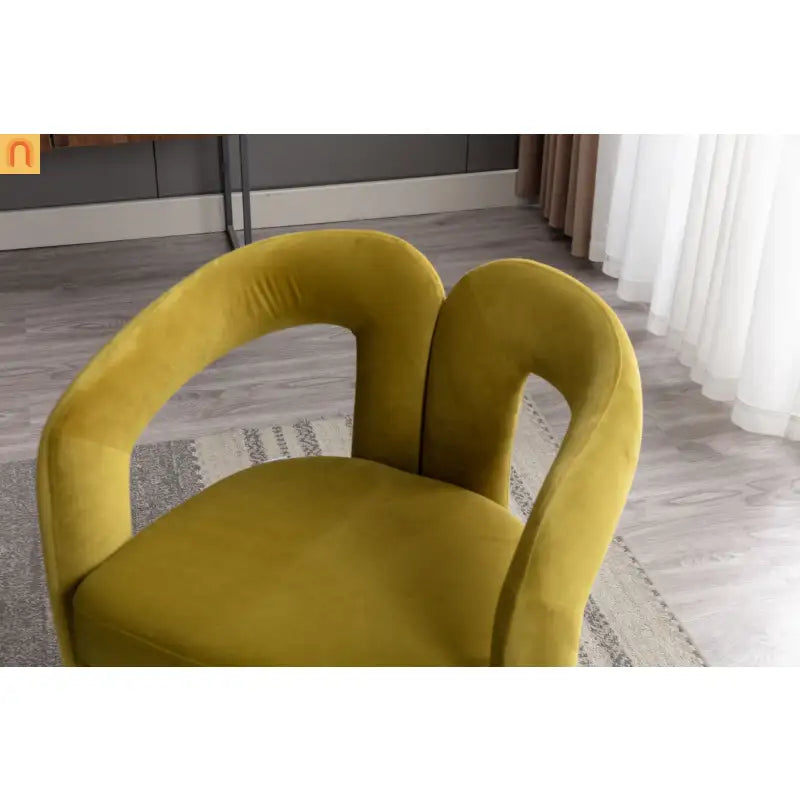 Dining Chair Barrel Curved Velvet Olive Set of 2 250 lb