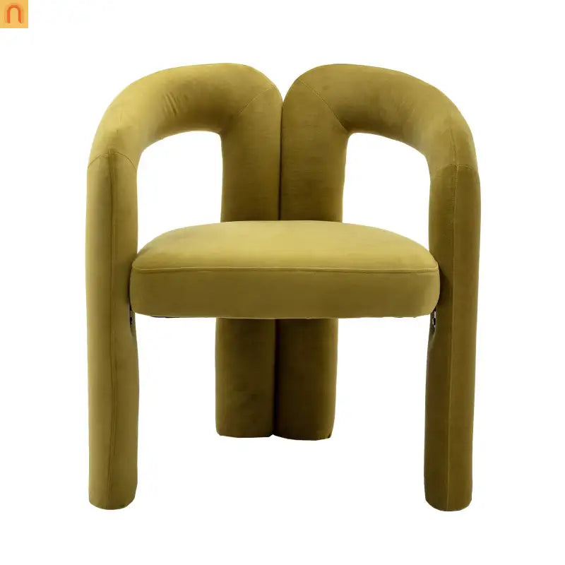 Dining Chair Barrel Curved Velvet Olive Set of 2 250 lb