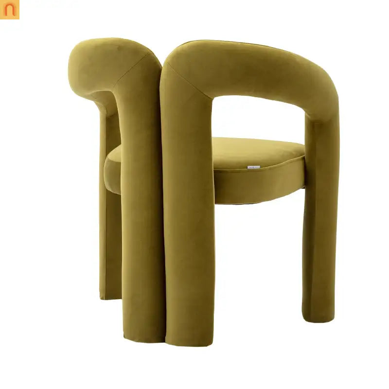 Dining Chair Barrel Curved Velvet Olive Set of 2 250 lb