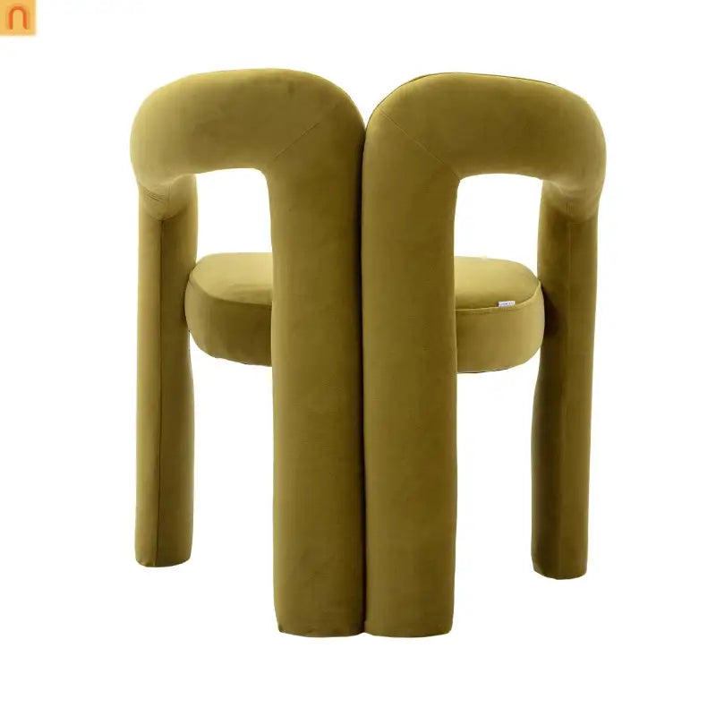 Dining Chair Barrel Curved Velvet Olive Set of 2 250 lb
