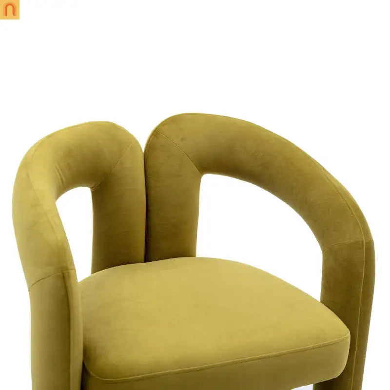 Dining Chair Barrel Curved Velvet Olive Set of 2 250 lb