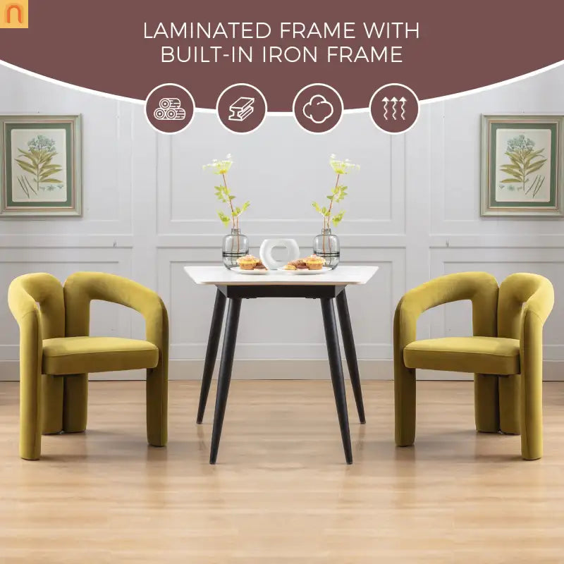 Dining Chair Barrel Curved Velvet Olive Set of 2 250 lb