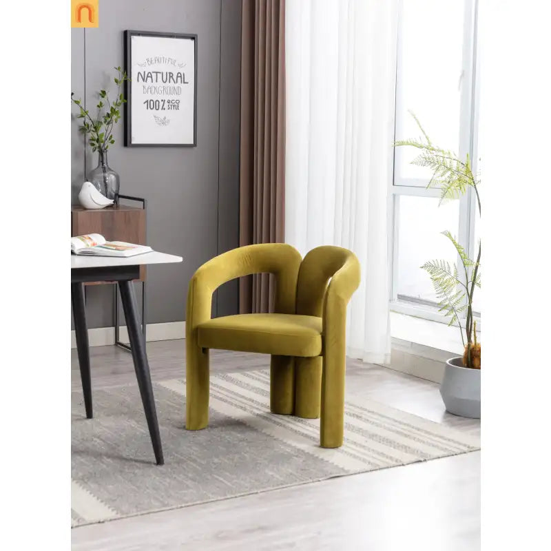 Dining Chair Barrel Curved Velvet Olive Set of 2 250 lb