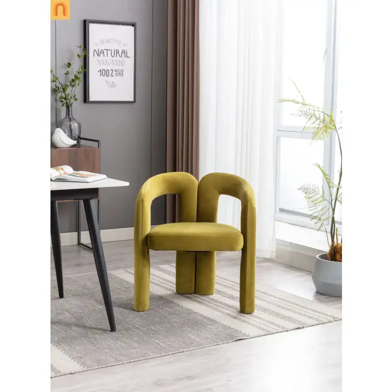 Dining Chair Barrel Curved Velvet Olive Set of 2 250 lb