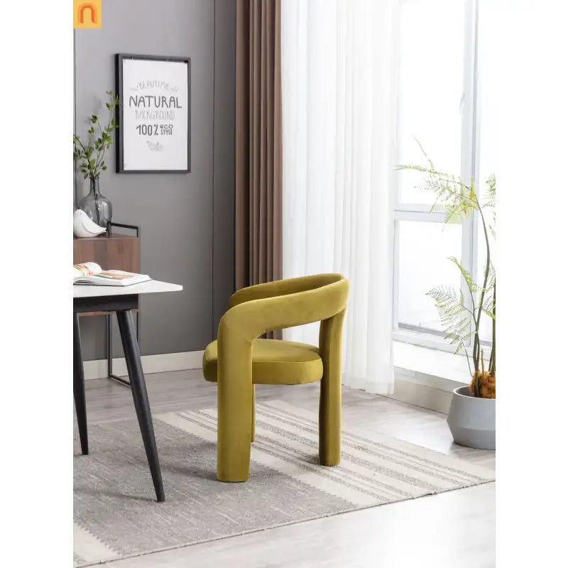 Dining Chair Barrel Curved Velvet Olive Set of 2 250 lb