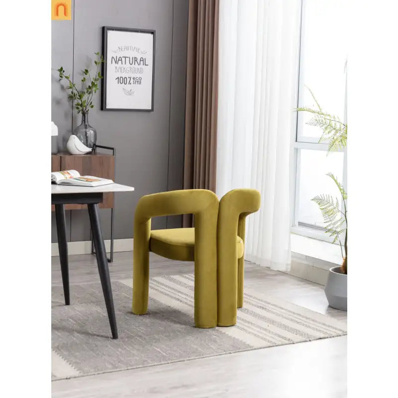 Dining Chair Barrel Curved Velvet Olive Set of 2 250 lb