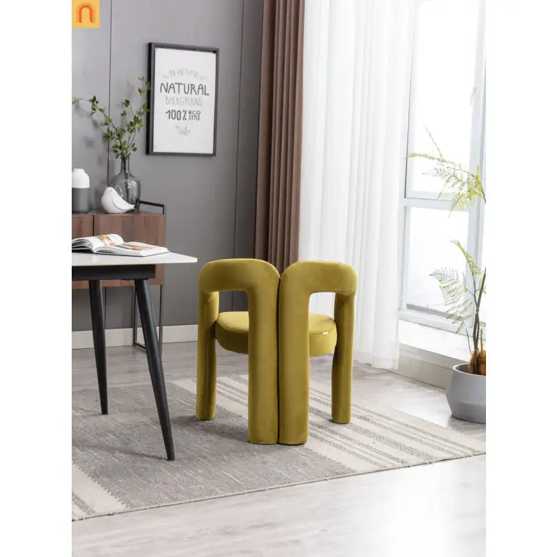 Dining Chair Barrel Curved Velvet Olive Set of 2 250 lb