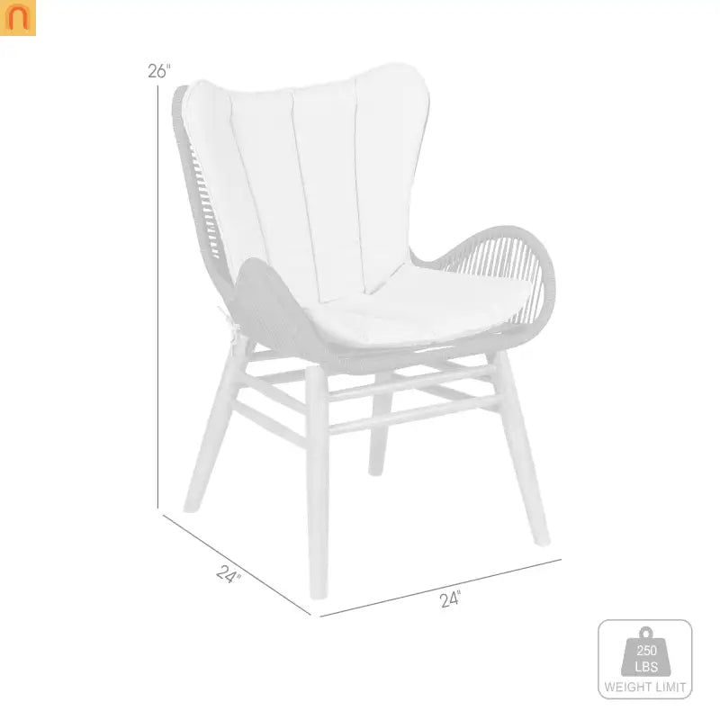 Outdoor Dining Chair Eucalyptus Wood Rope Weave Gray 225 lb Cap