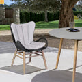 Outdoor Dining Chair Eucalyptus Wood Rope Weave Gray 225 lb Cap
