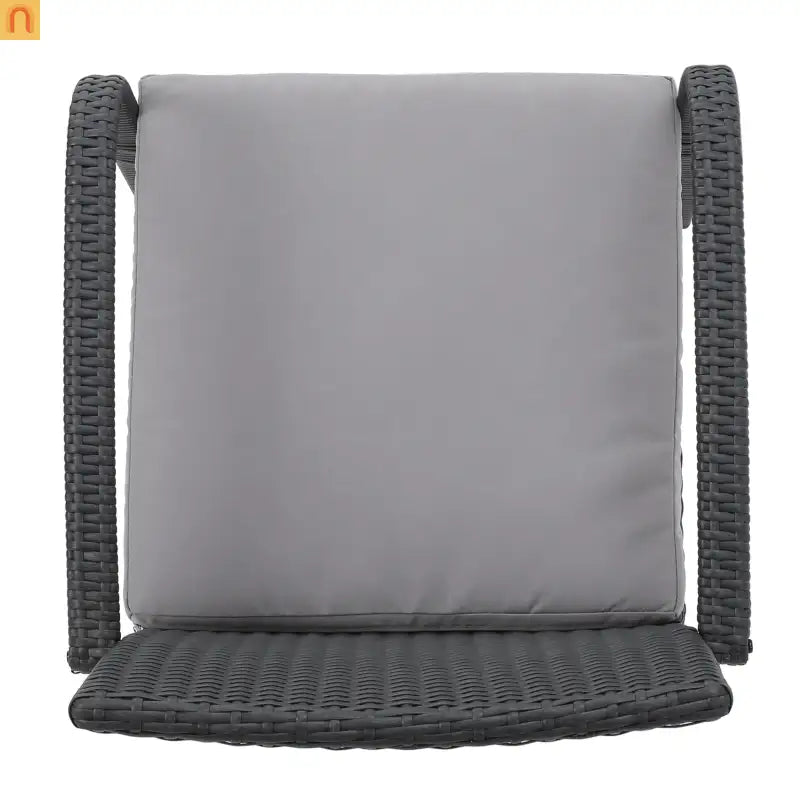 Outdoor Dining Chair PE Rattan Iron Gray Cushioned Set of 2