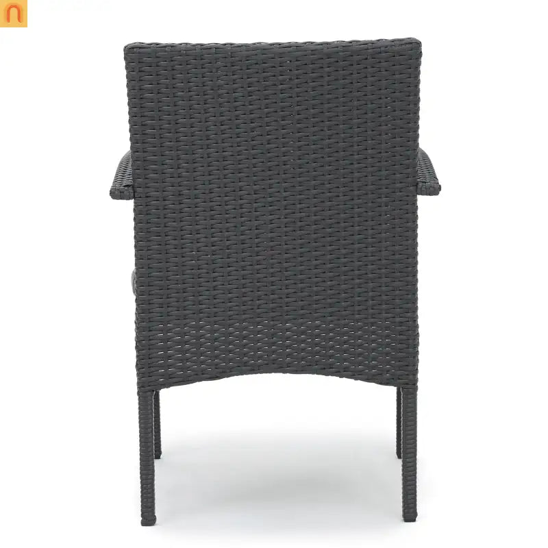 Outdoor Dining Chair PE Rattan Iron Gray Cushioned Set of 2
